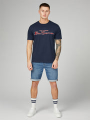 Ben Sherman Flocked Logo Tee - Dark Navy