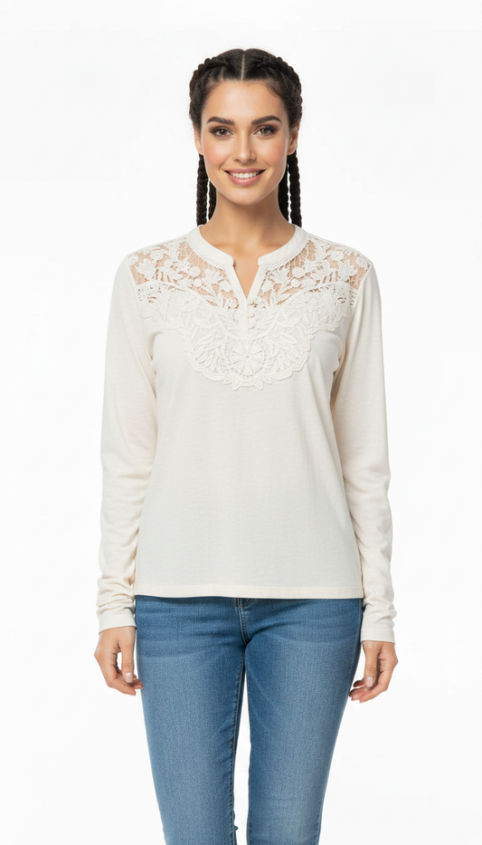 فرجیل خواتین کی پوری بازو والی کڑھائی والی ٹی شرٹ