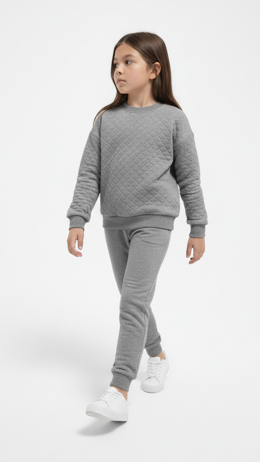 ROADWEAR GIRLS Textured Sweat shirt and Trouser Suit