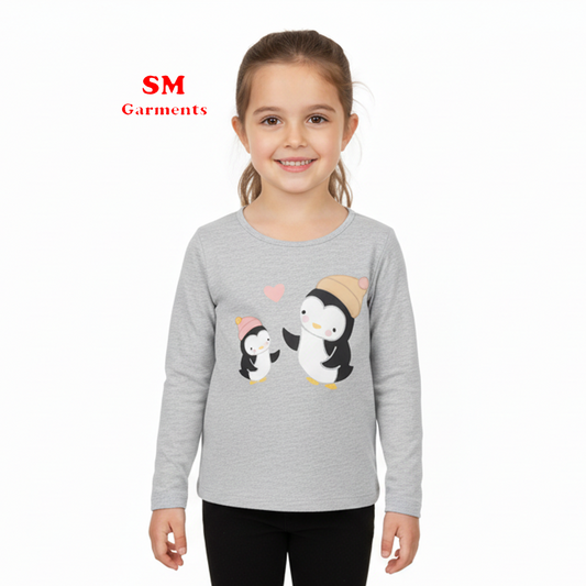 GREY PENGUIN PRINTED TSHIRT