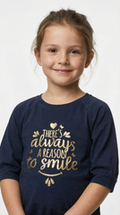 NAME IT Girls 3 Quarter Sleeves Printed T Shirt