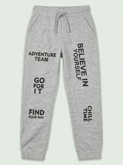 Boys' Casual Cotton-Blend Fleece Graphic Joggers – Light Gray Heather
