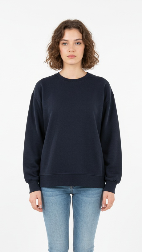 WOMENS BASIC NAVY BLUE SWEATSHIRT
