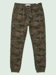 Boys' Casual Cotton-Blend Fleece Camouflage Joggers – Green/Multi