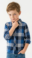 H&M L.O.G.G Boys Checkered Shirt With Logo