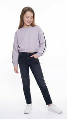ROADWEAR Girls Cropped Stripped Sweatshirt