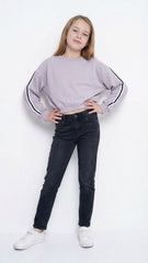 ROADWEAR Girls Cropped Stripped Sweatshirt