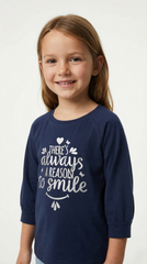 NAME IT Girls 3 Quarter Sleeves Printed T Shirt