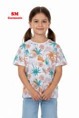LUPILU Girl's Printed Short Sleeve T-Shirt