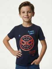 LCW Boys Navy Blue Superhero Graphic T-Shirt