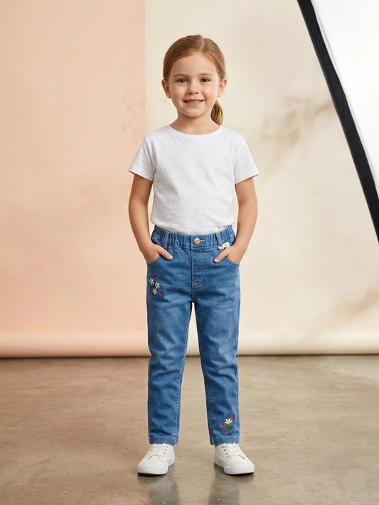 Prenatal Girls Embroidery Denim