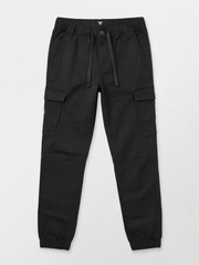 Teddy Smith Boys' Jet Black Stretch Twill Multi-Pocket Cargo Jogger Trousers