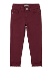DL Girls Deep Burgundy Stretch Twill Frayed Hem Trousers