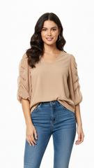 SHEIN WOMEN V NECK FANCY SLEEVES TOP