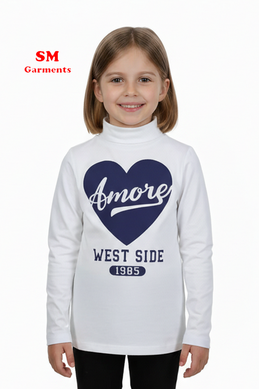LH GIRLS TURTLENECK PRINTED LONG SLEEVES GRAPHIC TEE
