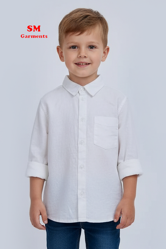 Boys Plain White Shirt