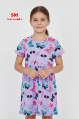 GIRLS BUTTERFLIES PRINTED DRESS