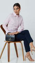 Beverly Hills Polo Club Womens Pink/White Stripes Shirt