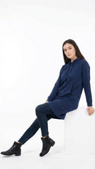 BLANCHEPORTE Womens Indigo Long Hoodie
