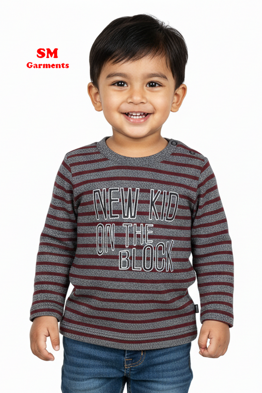 نوزائیدہ بچوں کی لمبی بازو والی دھاری دار قمیض