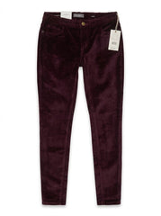 DL Girls' Deep Plum Velvet Slim Fit Stretch Trousers