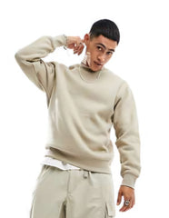 PULL&BEAR MENS BASIC BEIGE SWEATSHIRT
