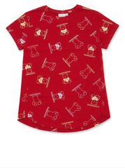 NXT Girls' Maroon "Teddy Moog" Bear Print Short-Sleeve T-Shirt| SM GARMENTS