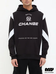MALAYERBA Mens Black Change Printed Hoodie