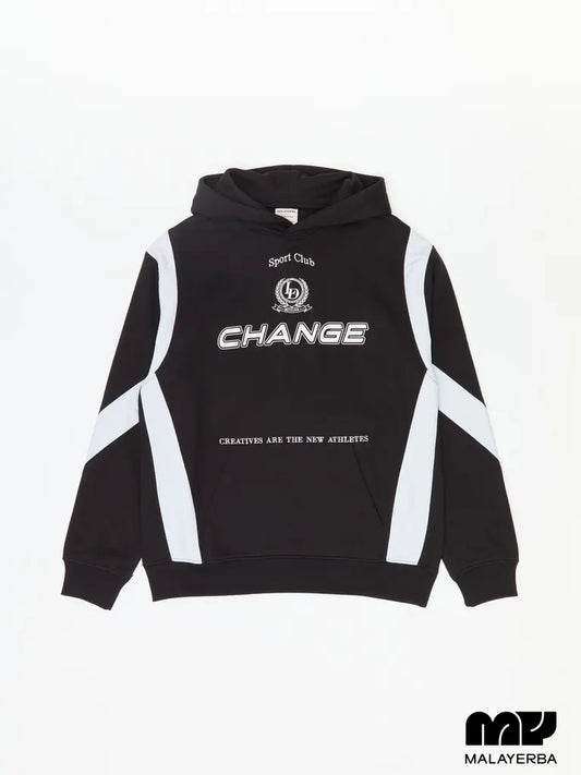 MALAYERBA Mens Black Change Printed Hoodie
