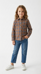 H&M L.O.G.G Girls Winter checkered Shirt With Logo