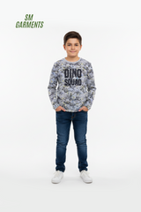 MATALAN BOYS WHITE DINO SQUAD LONG SLEEVE T-SHIRT