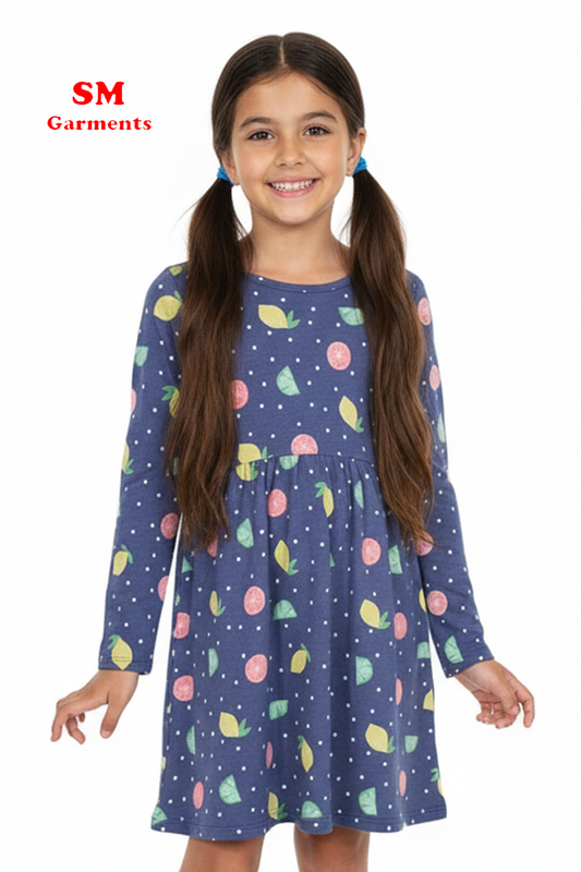 GIRLS PRINTED FULL SLEEVED DRESS