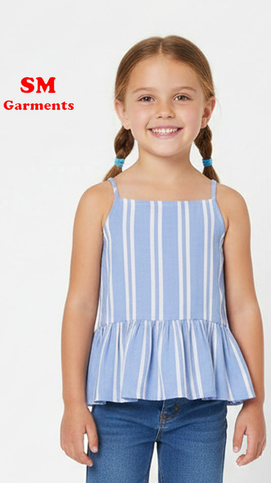 Girls Blue White Stripes Patterned Playsuit