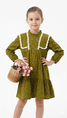 J.MILLI Girls Green Printed Dress