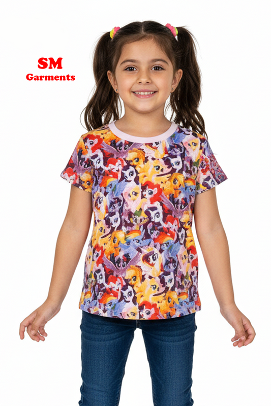 AMZ GIRLS CARTOONIC CHARACTER PRINTED T-SHIRT