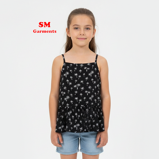 Girls Black/White Palm Trees Patterned