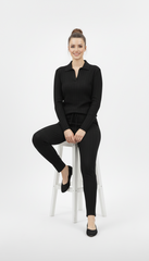 OYSHO WOMEN STRIPED TEXTURED COLLAR T SHIRT AND TROUSER SET