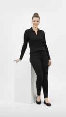 OYSHO WOMEN STRIPED TEXTURED COLLAR T SHIRT AND TROUSER SET