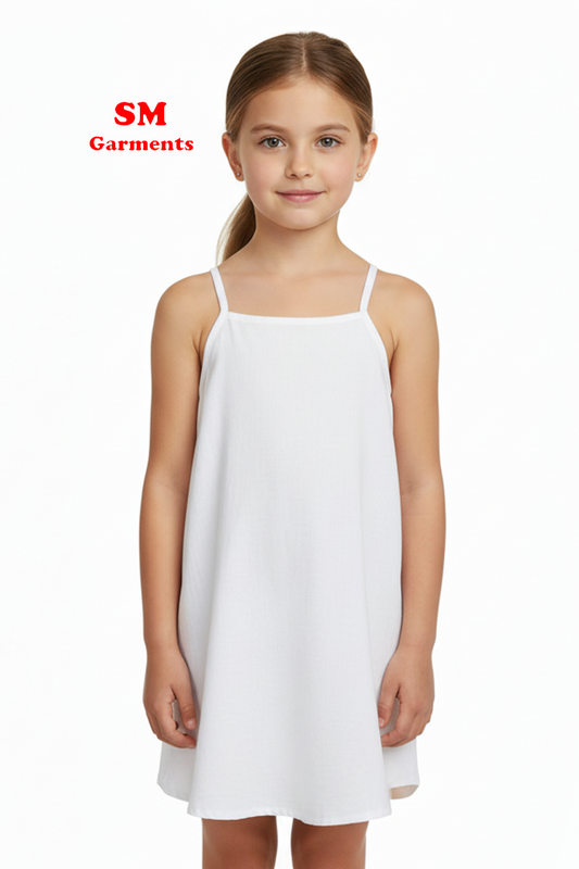 GIRLS WHITE SEERSUCKER DRESS