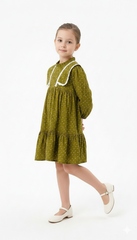 J.MILLI Girls Green Printed Dress