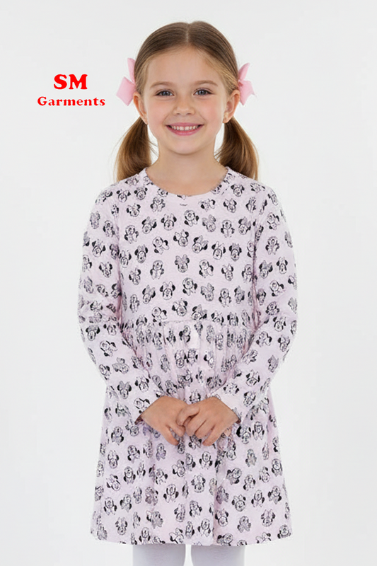 GIRLS CARTOONIC CHARACTER PRINTED DRESS