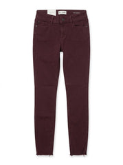 Girls BRANDED' Burgundy Maroon Skinny Fit Stretch Denim Pants with Raw Hems| SM GARMENTS