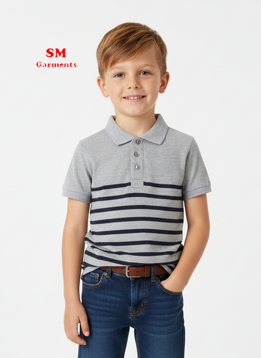 VERTBAUDET Boys Striped Piqué Knit Polo