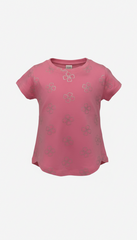 M&S Girls' Pink Floral Sparkle Tee - Cute Blossom Print