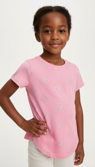 M&S Girls' Pink Floral Sparkle Tee - Cute Blossom Print