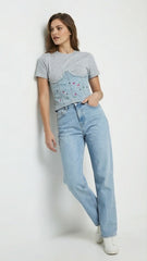 THRILL JEANS Womens Corset Denim Top