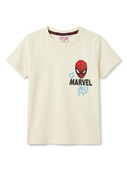 Marvel Boys Off-White Superhero Mask Graphic Short-Sleeve Cotton Jersey T-Shirt| SM GARMENTS