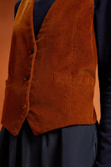 DOPPELGANGER Women's regular fit waistcoat in cotton corduroy