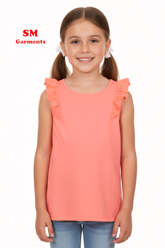 NEXT Girls Coral Frill Sleeve Summer Top