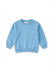 Kids IMPORT QUALITY' Long-Sleeve Pocket Sweatshirt – Light Blue Shoulder-Snap Crewneck Pullover